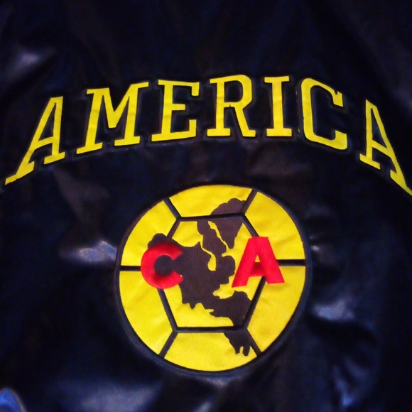 America Soccer Football Reverseable Satin Varsity Team Jacket Coat Men's L Blue - Picture 10 of 15